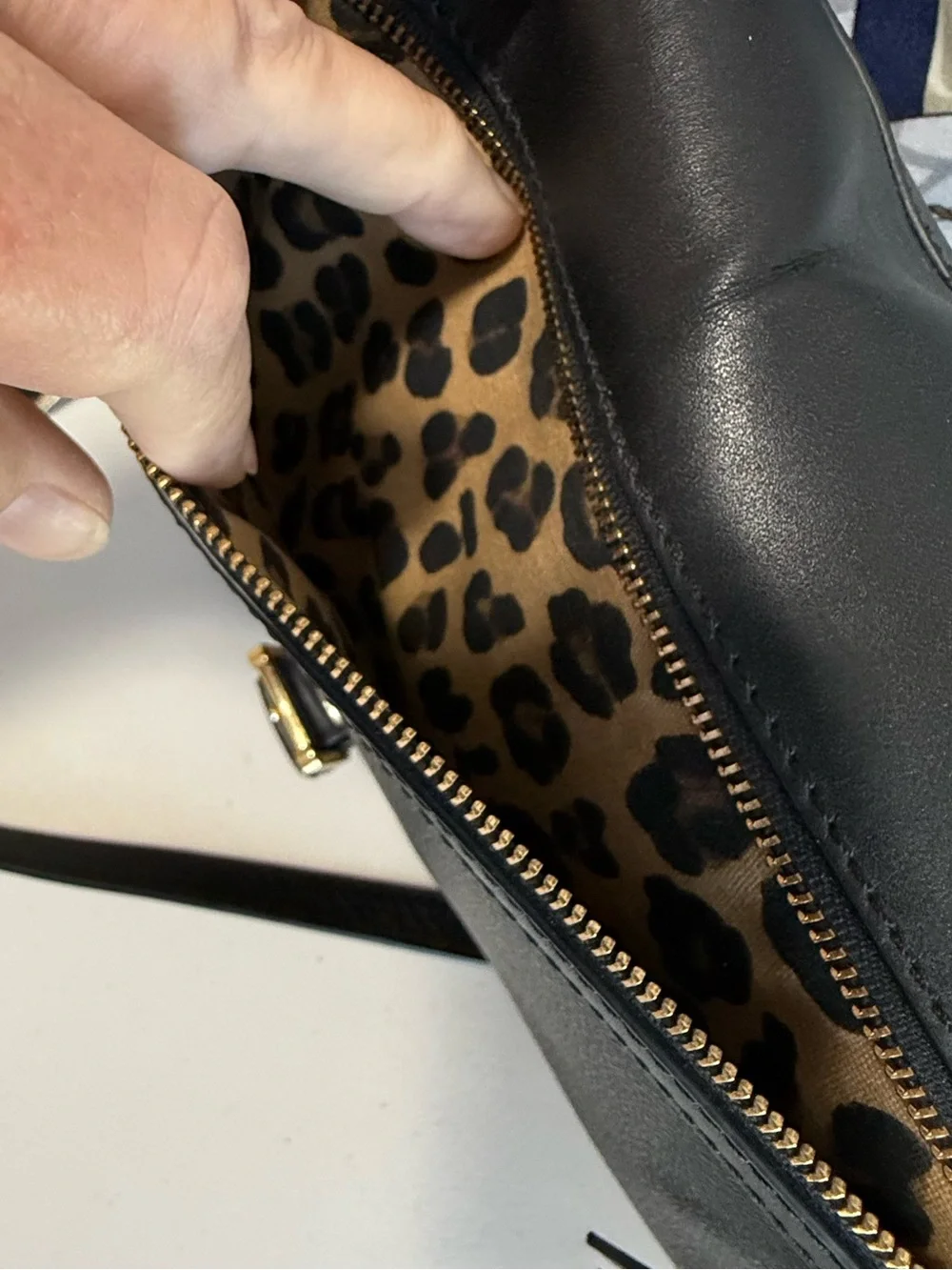 Tory Burch Black Leather Crossbody with Leopard Print Panel